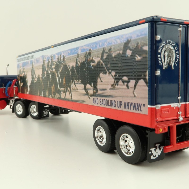 First Gear 60-1205 Kenworth W900A Sleeper 6x4 Truck with 40 FT Vintage Trailer - John Wayne: Courage - Scale 1:64