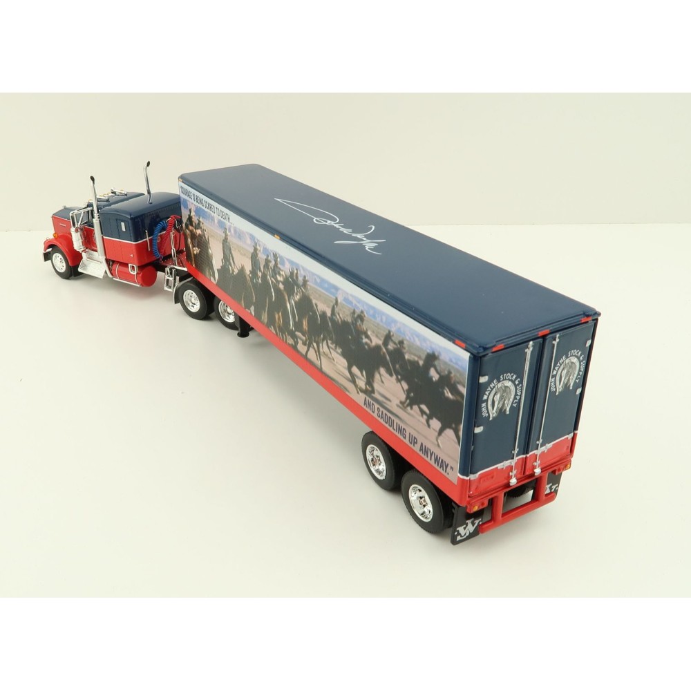 First Gear 60-1205 Kenworth W900A Sleeper 6x4 Truck with 40 FT Vintage Trailer - John Wayne: Courage - Scale 1:64