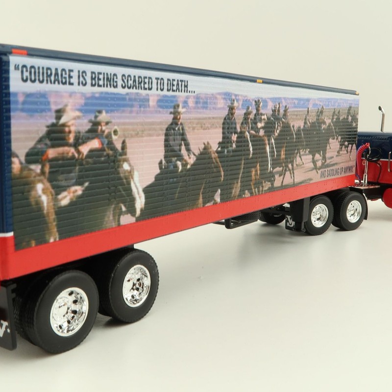First Gear 60-1205 Kenworth W900A Sleeper 6x4 Truck with 40 FT Vintage Trailer - John Wayne: Courage - Scale 1:64
