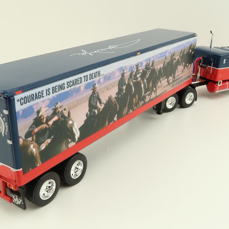 First Gear 60-1205 Kenworth W900A Sleeper 6x4 Truck with 40 FT Vintage Trailer - John Wayne: Courage - Scale 1:64