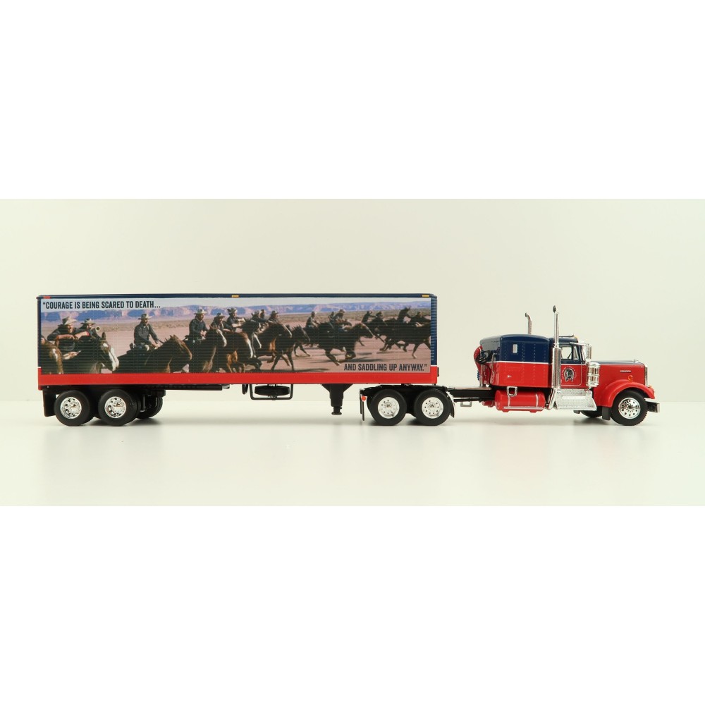 First Gear 60-1205 Kenworth W900A Sleeper 6x4 Truck with 40 FT Vintage Trailer - John Wayne: Courage - Scale 1:64