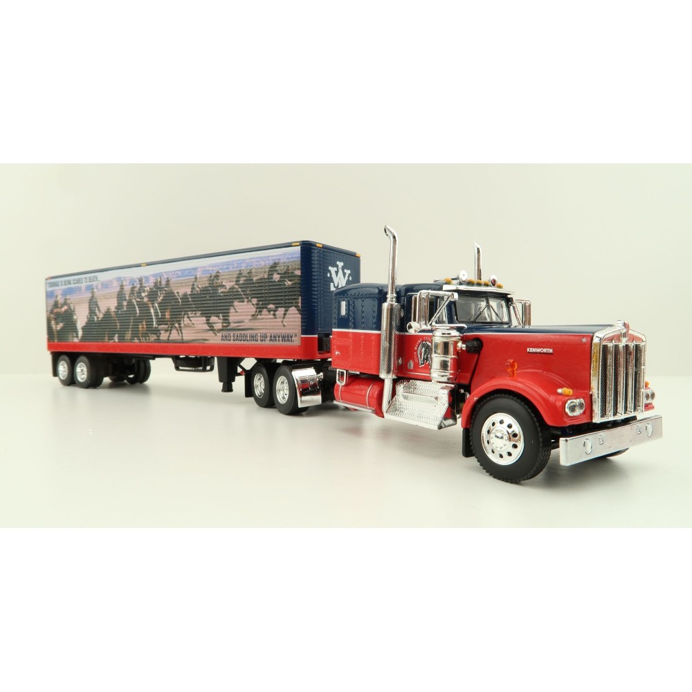 First Gear 60-1205 Kenworth W900A Sleeper 6x4 Truck with 40 FT Vintage Trailer - John Wayne: Courage - Scale 1:64