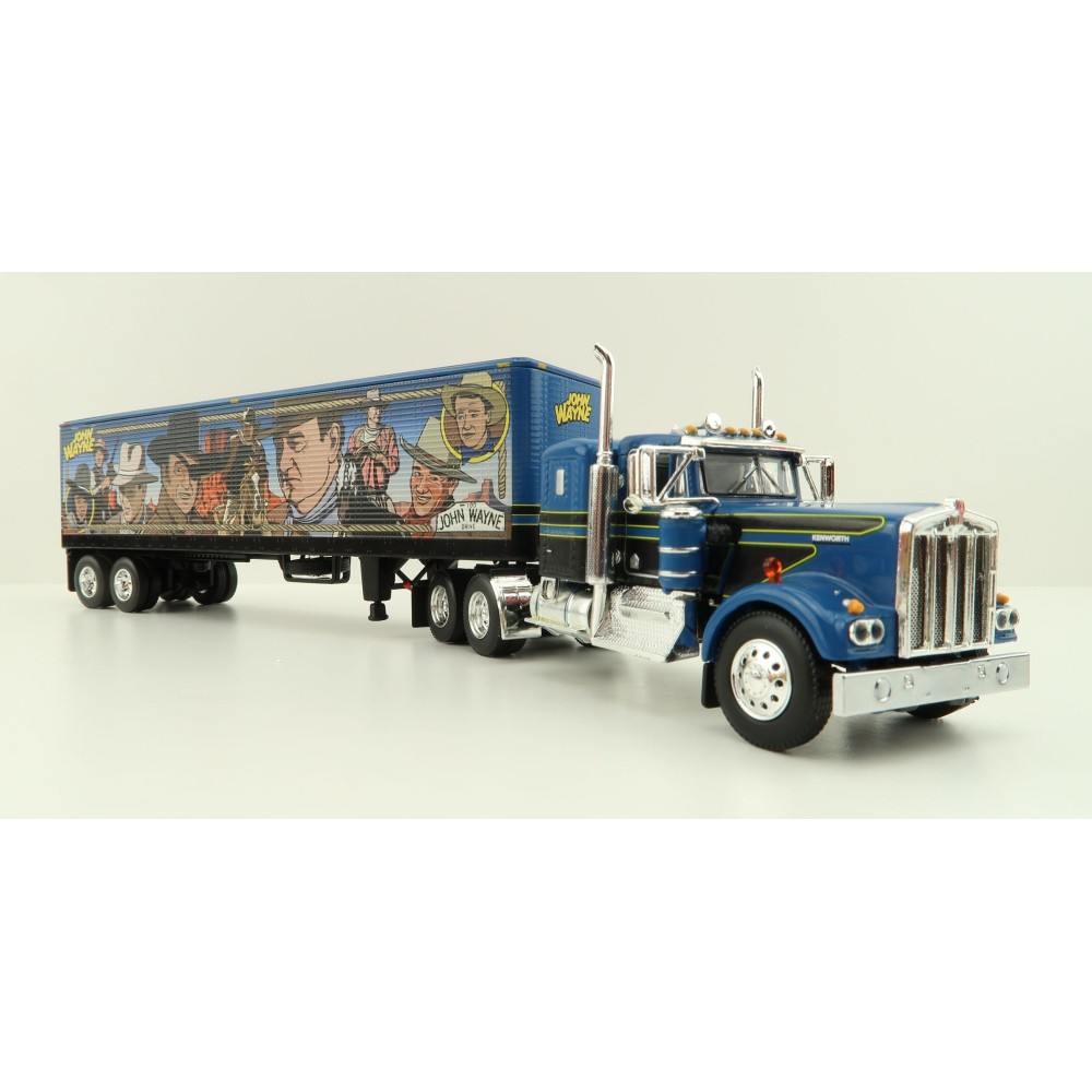 First Gear 60-1206 Kenworth W900A Sleeper 6x4 Truck with 40 FT Vintage Trailer - John Wayne: Comic Edition - Scale 1:64
