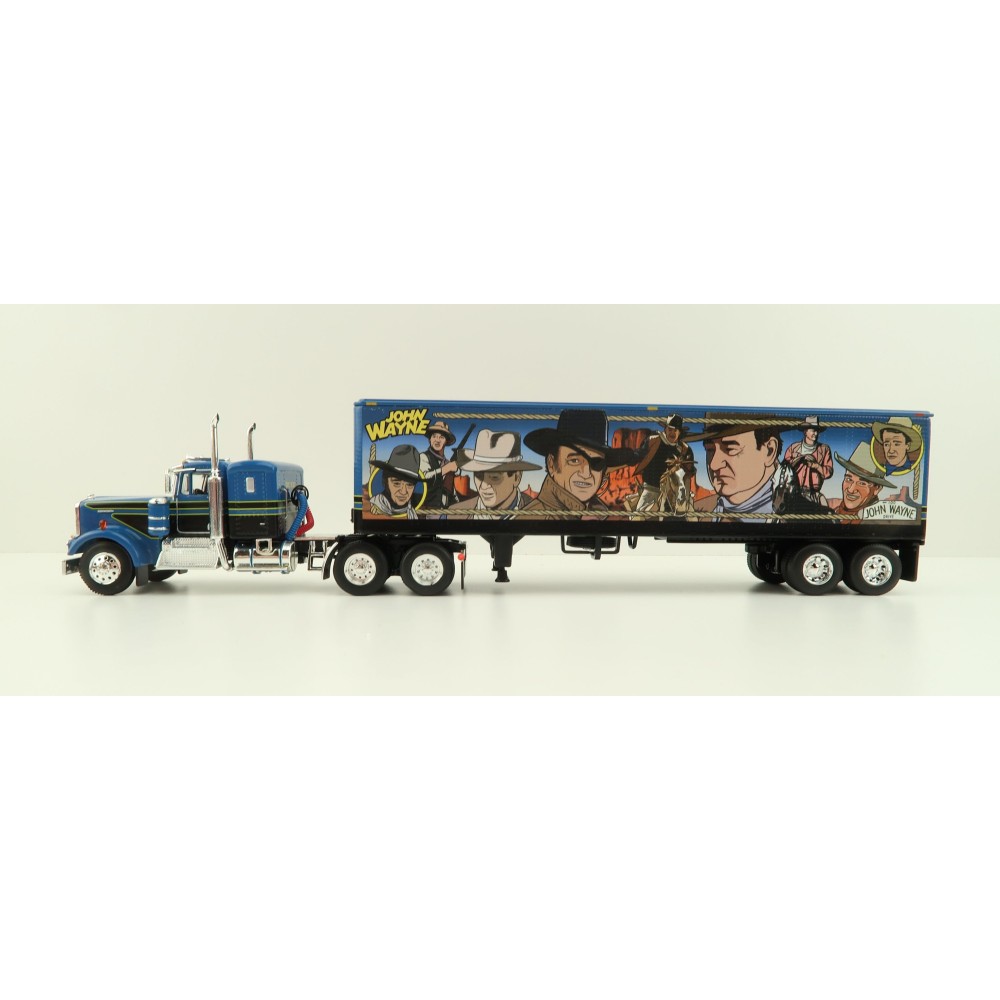 First Gear 60-1206 Kenworth W900A Sleeper 6x4 Truck with 40 FT Vintage Trailer - John Wayne: Comic Edition - Scale 1:64