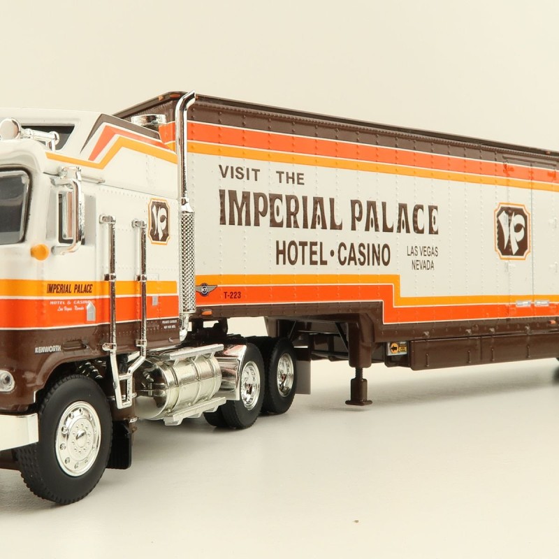First Gear 60-1226 Kenworth K100 Aerodyne Sleeper Truck with Moving Trailer Imperial Palace - Scale 1:64