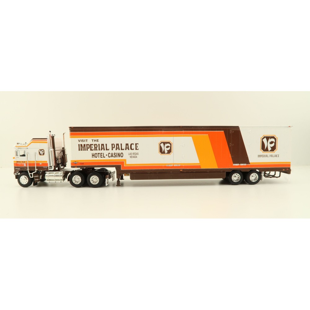 First Gear 60-1226 Kenworth K100 Aerodyne Sleeper Truck with Moving Trailer Imperial Palace - Scale 1:64