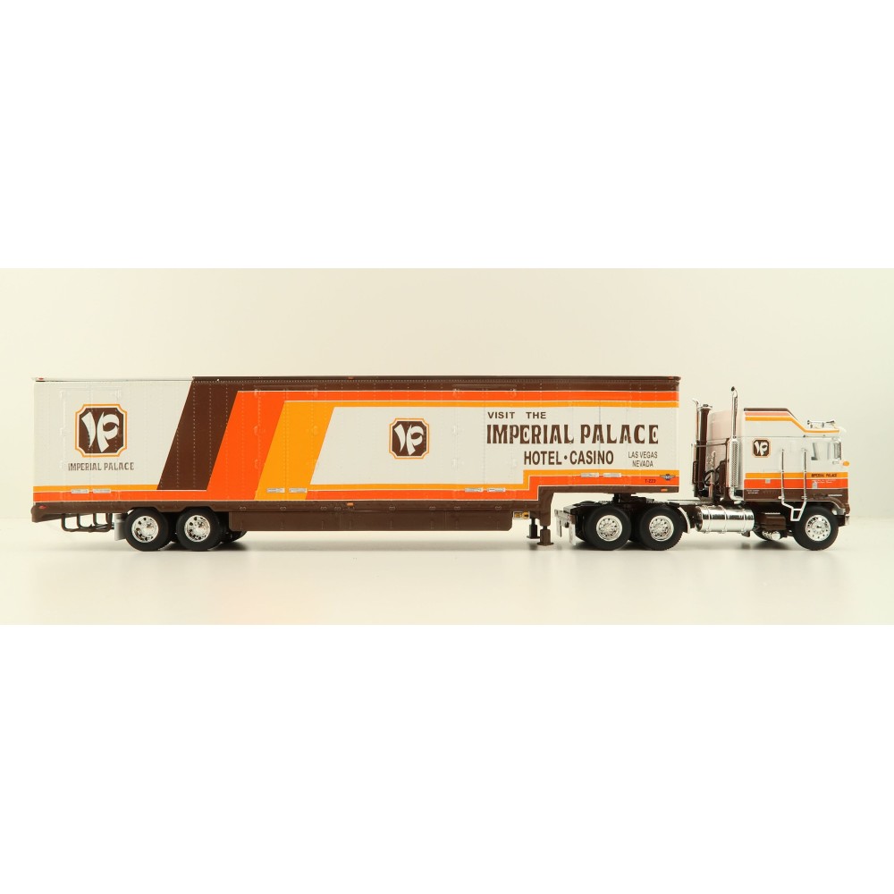 First Gear 60-1226 Kenworth K100 Aerodyne Sleeper Truck with Moving Trailer Imperial Palace - Scale 1:64