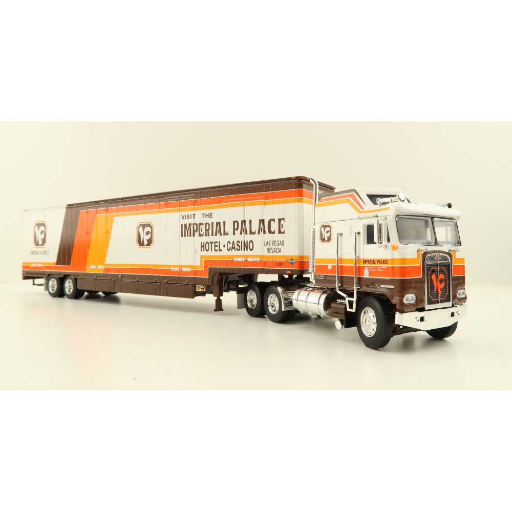 First Gear 60-1226 Kenworth K100 Aerodyne Sleeper Truck with Moving Trailer Imperial Palace - Scale 1:64