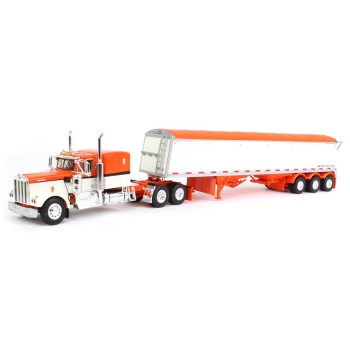First Gear 60-1265 Kenworth W900A 6x4 Truck with 3axle Grain Trailer Orange Peal - Scale 1:64