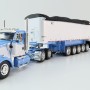First Gear 60-1633 Kenworth W900L Day Cab & East Manufacturing Michigan Series 31' and 20' End Dump Trailers Wisteria & White  Scale 1:64