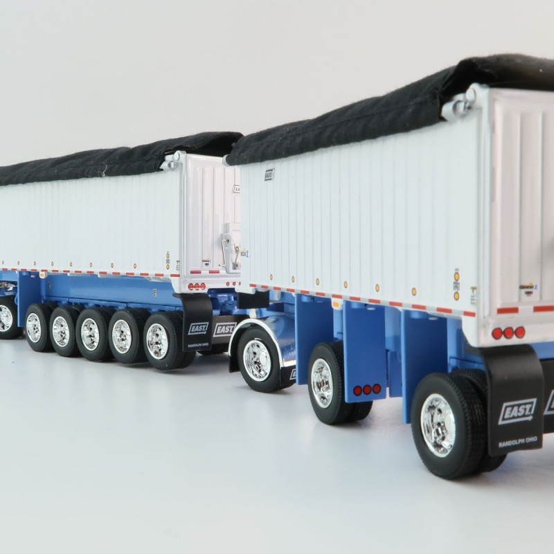 First Gear 60-1633 Kenworth W900L Day Cab & East Manufacturing Michigan Series 31' and 20' End Dump Trailers Wisteria & White  Scale 1:64