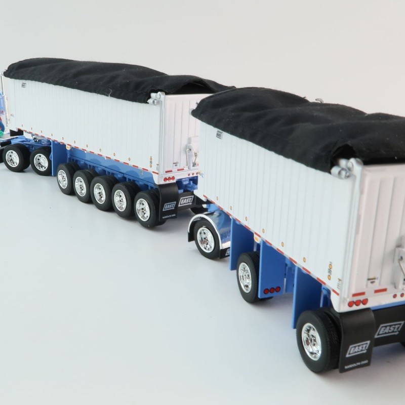 First Gear 60-1633 Kenworth W900L Day Cab & East Manufacturing Michigan Series 31' and 20' End Dump Trailers Wisteria & White  Scale 1:64