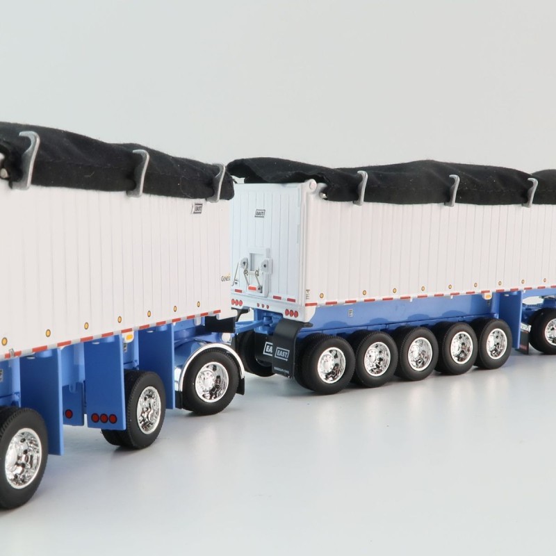 First Gear 60-1633 Kenworth W900L Day Cab & East Manufacturing Michigan Series 31' and 20' End Dump Trailers Wisteria & White  Scale 1:64