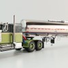 First Gear 60-1640 White Western Star 4900 with 36 Vintage Sleeper & Brenner Chemical Tank Trailer Dark Green & Olive Scale 1:64