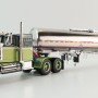 First Gear 60-1640 White Western Star 4900 with 36 Vintage Sleeper & Brenner Chemical Tank Trailer Dark Green & Olive Scale 1:64