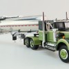 First Gear 60-1640 White Western Star 4900 with 36 Vintage Sleeper & Brenner Chemical Tank Trailer Dark Green & Olive Scale 1:64