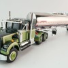 First Gear 60-1640 White Western Star 4900 with 36 Vintage Sleeper & Brenner Chemical Tank Trailer Dark Green & Olive Scale 1:64