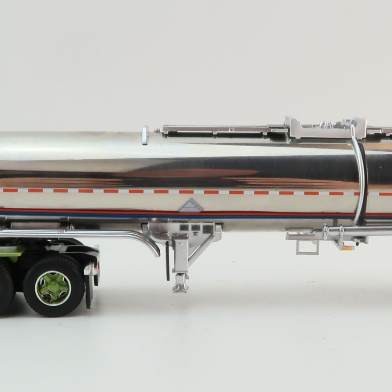 First Gear 60-1640 White Western Star 4900 with 36 Vintage Sleeper & Brenner Chemical Tank Trailer Dark Green & Olive Scale 1:64