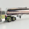 First Gear 60-1640 White Western Star 4900 with 36 Vintage Sleeper & Brenner Chemical Tank Trailer Dark Green & Olive Scale 1:64