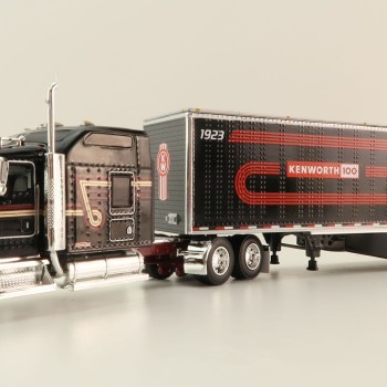 First Gear 68-1691 - Kenworth W900L Studio Sleeper & 53' Utility Trailer Kenworth 100th Anniversary - Scale 1:64