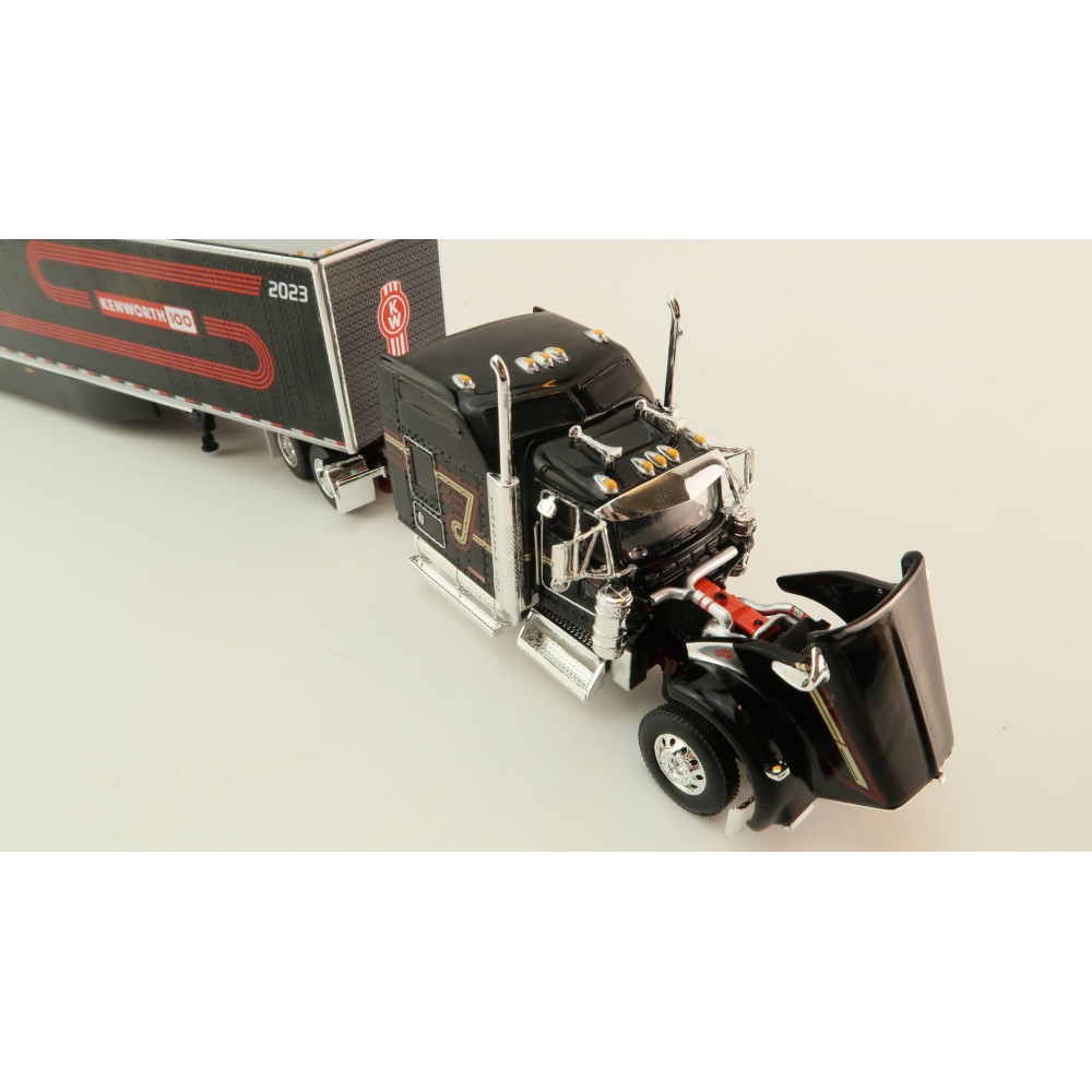 First Gear 68-1691 - Kenworth W900L Studio Sleeper & 53' Utility Trailer Kenworth 100th Anniversary - Scale 1:64