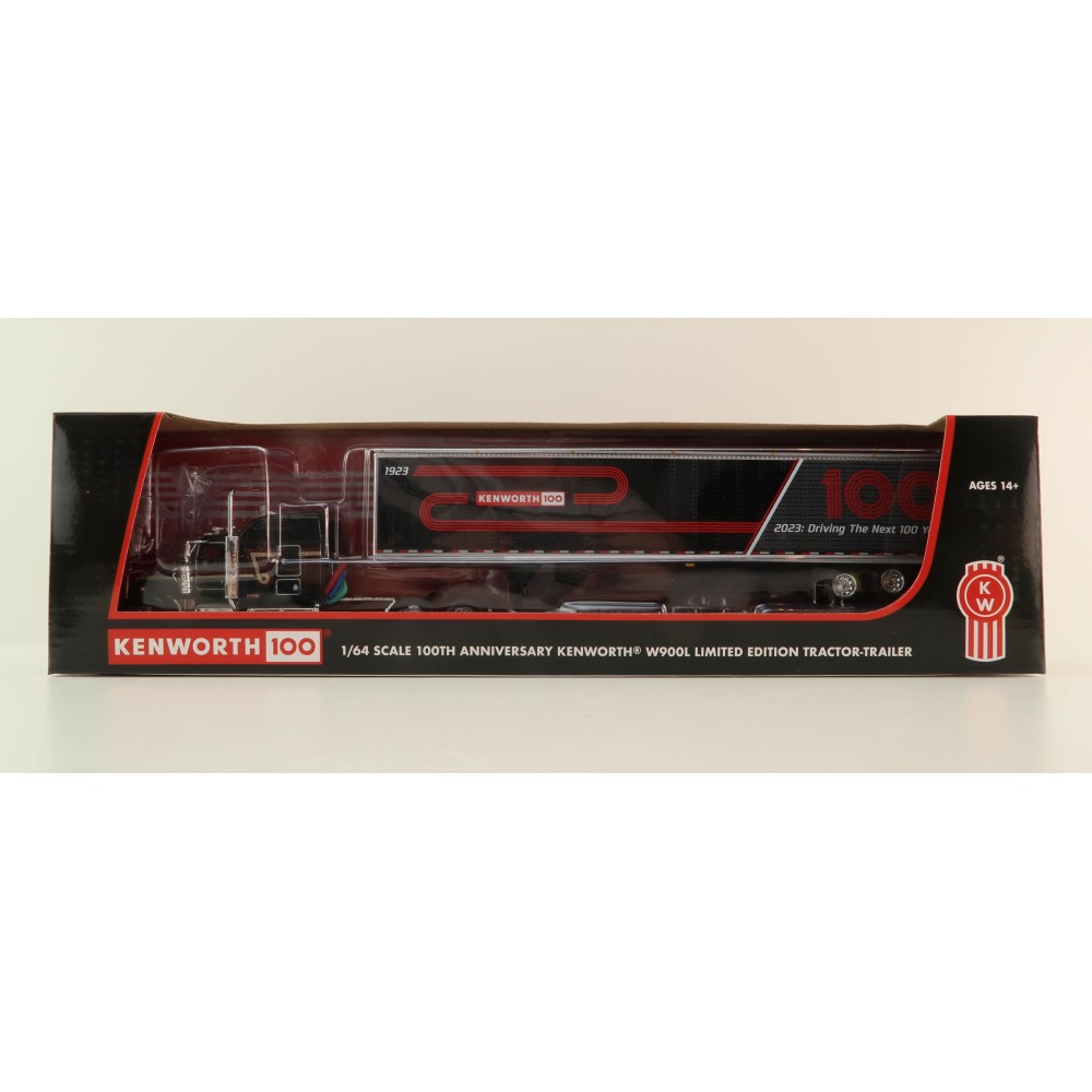 First Gear 68-1691 - Kenworth W900L Studio Sleeper & 53' Utility Trailer Kenworth 100th Anniversary - Scale 1:64