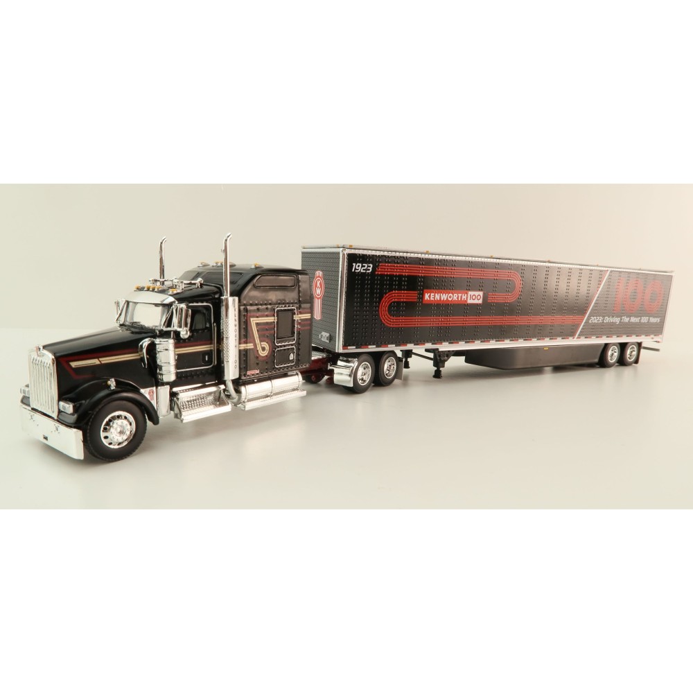 First Gear 68-1691 - Kenworth W900L Studio Sleeper & 53' Utility Trailer Kenworth 100th Anniversary - Scale 1:64
