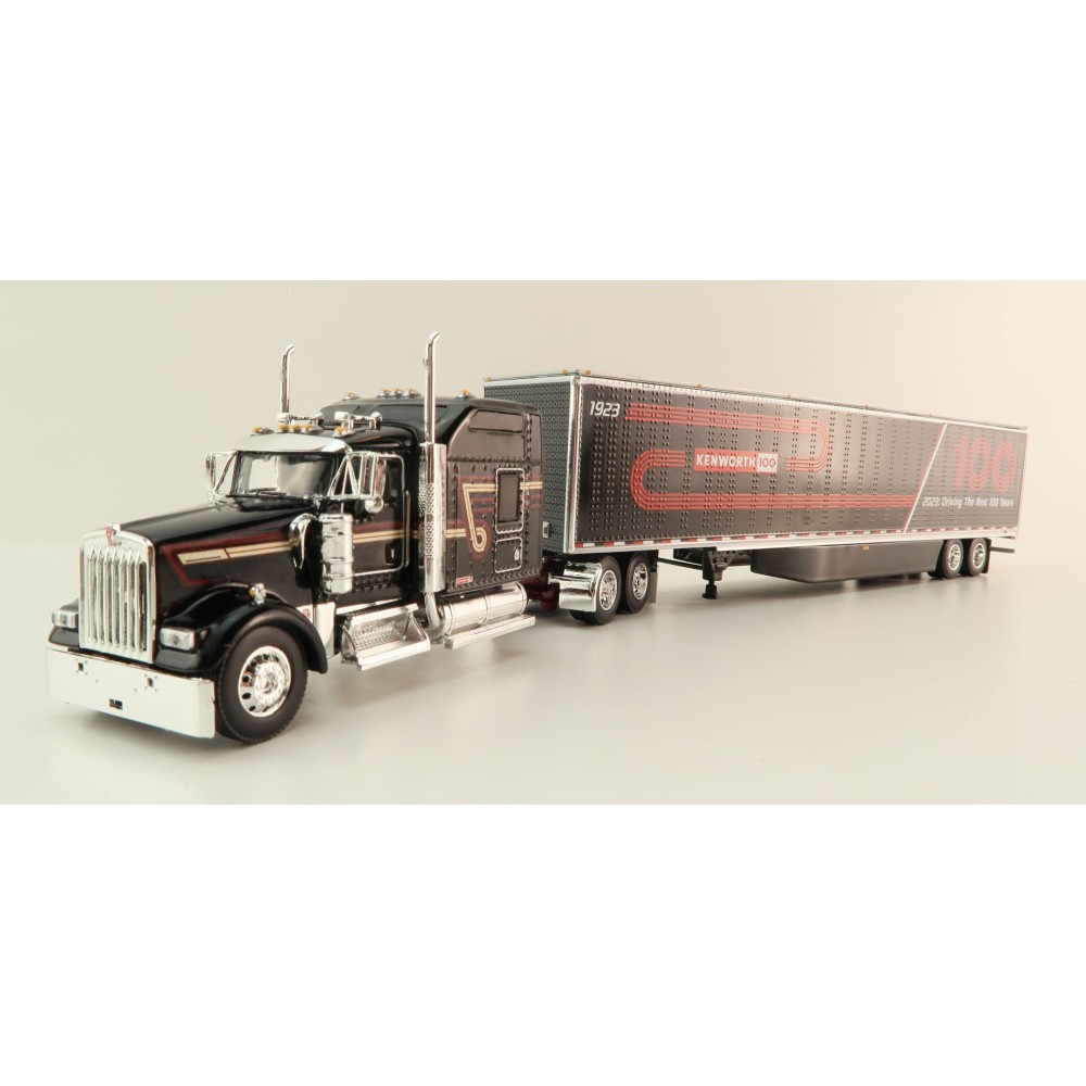 First Gear 68-1691 - Kenworth W900L Studio Sleeper & 53' Utility Trailer Kenworth 100th Anniversary - Scale 1:64