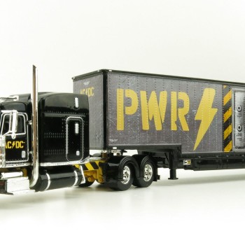 First Gear 69-1064 Peterbilt 389 Truck with Kentucky Moving Trailer - AC/DC: Power/Up Black - Scale 1:64
