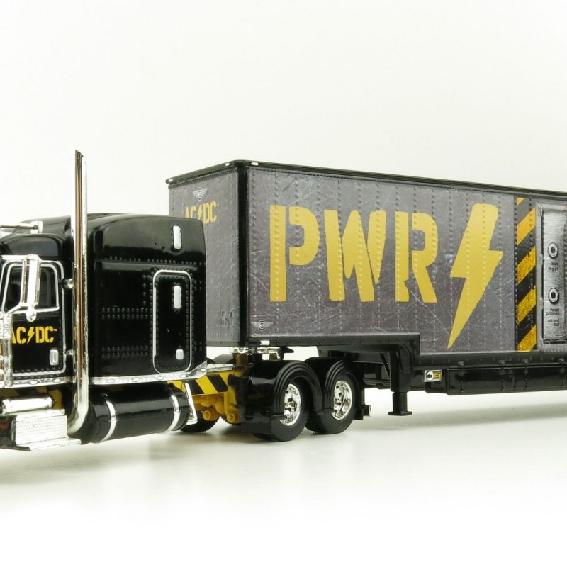 First Gear 69-1064 Peterbilt 389 Truck with Kentucky Moving Trailer - AC/DC: Power/Up Black - Scale 1:64