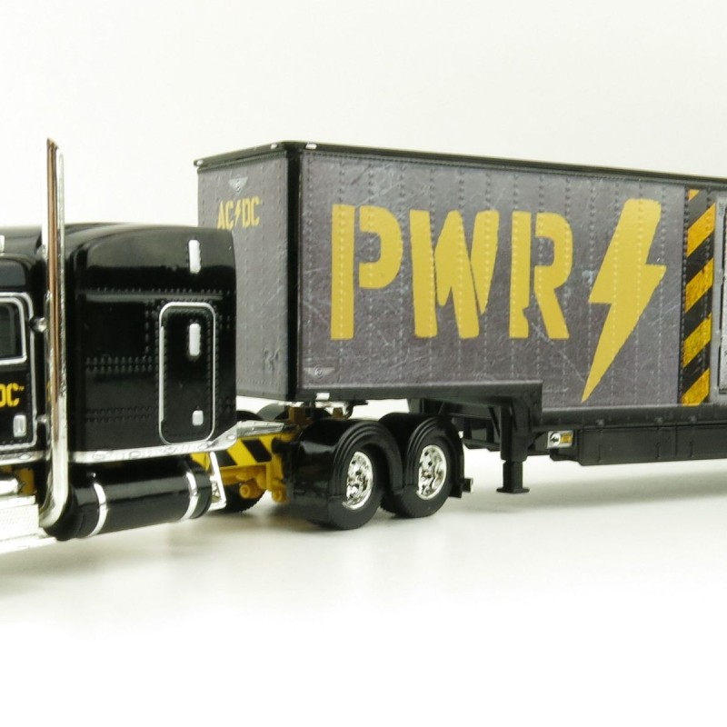 First Gear 69-1064 Peterbilt 389 Truck with Kentucky Moving Trailer - AC/DC: Power/Up Black - Scale 1:64