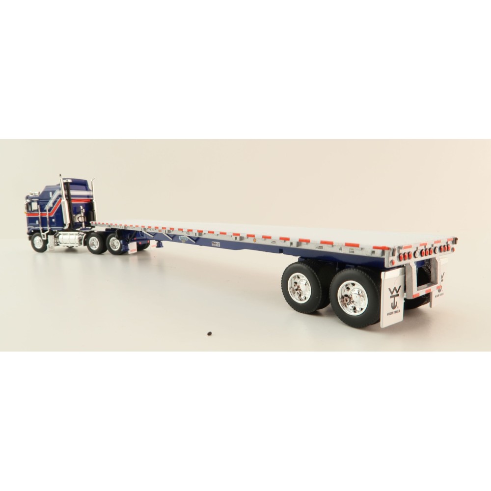 First Gear 69-1657 - Kenworth K100 COE with Aerodyne Sleeper & 53' Wilson Roadbrute Flatbed Trailer Liberty - Scale 1:64