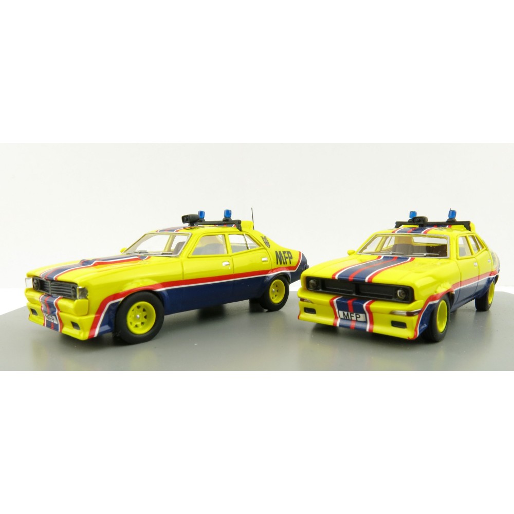 ACE Model Cars - Ford Falcon V8 Interceptors XA & XB Pursuit Cars Big Bopper & March Hare MFPs Twin Set - Scale 1:64
