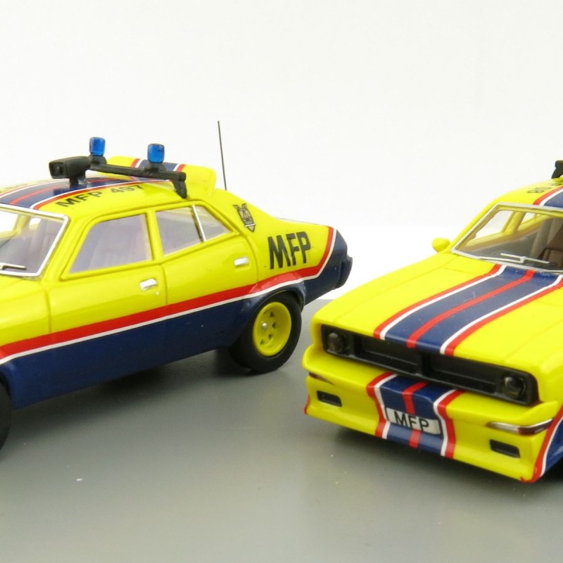 ACE Model Cars - Ford Falcon V8 Interceptors XA & XB Pursuit Cars Big Bopper & March Hare MFPs Twin Set - Scale 1:64