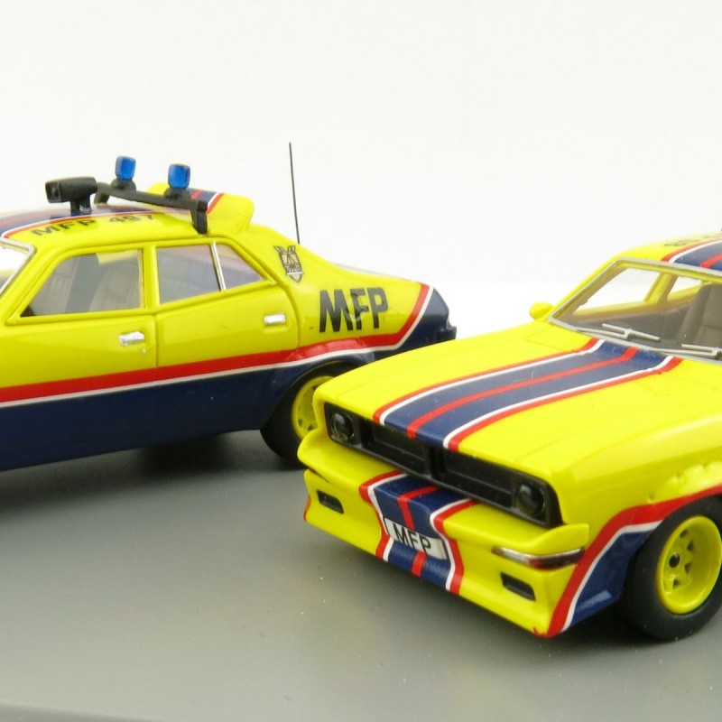 ACE Model Cars - Ford Falcon V8 Interceptors XA & XB Pursuit Cars Big Bopper & March Hare MFPs Twin Set - Scale 1:64