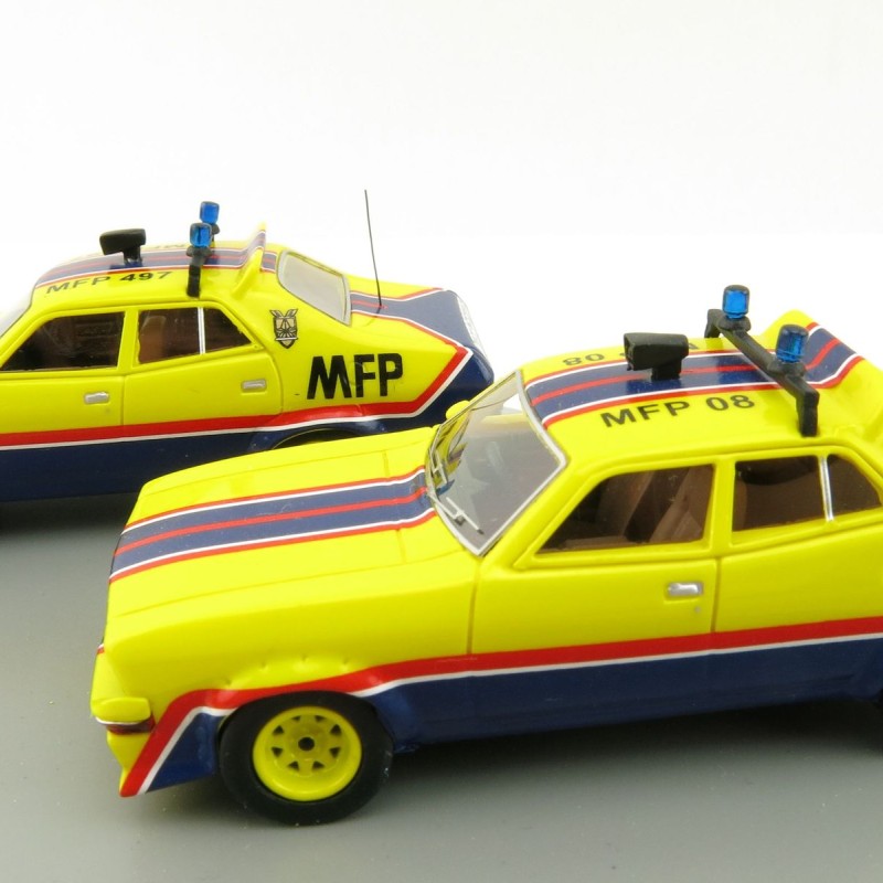 ACE Model Cars - Ford Falcon V8 Interceptors XA & XB Pursuit Cars Big Bopper & March Hare MFPs Twin Set - Scale 1:64