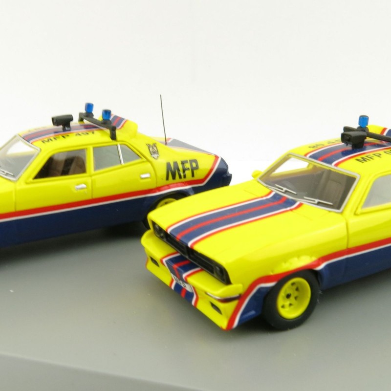 ACE Model Cars - Ford Falcon V8 Interceptors XA & XB Pursuit Cars Big Bopper & March Hare MFPs Twin Set - Scale 1:64