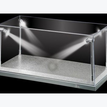 DDA Display Case Box Show Case with LED Light Silver Base for Diecast Models 1:18