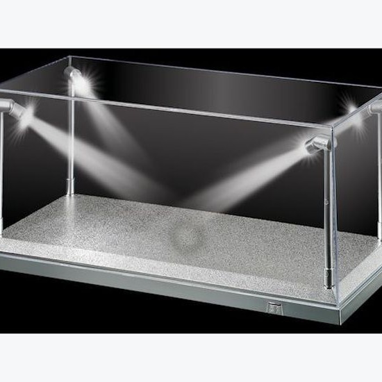 DDA Display Case Box Show Case with LED Light Silver Base for Diecast Models 1:18