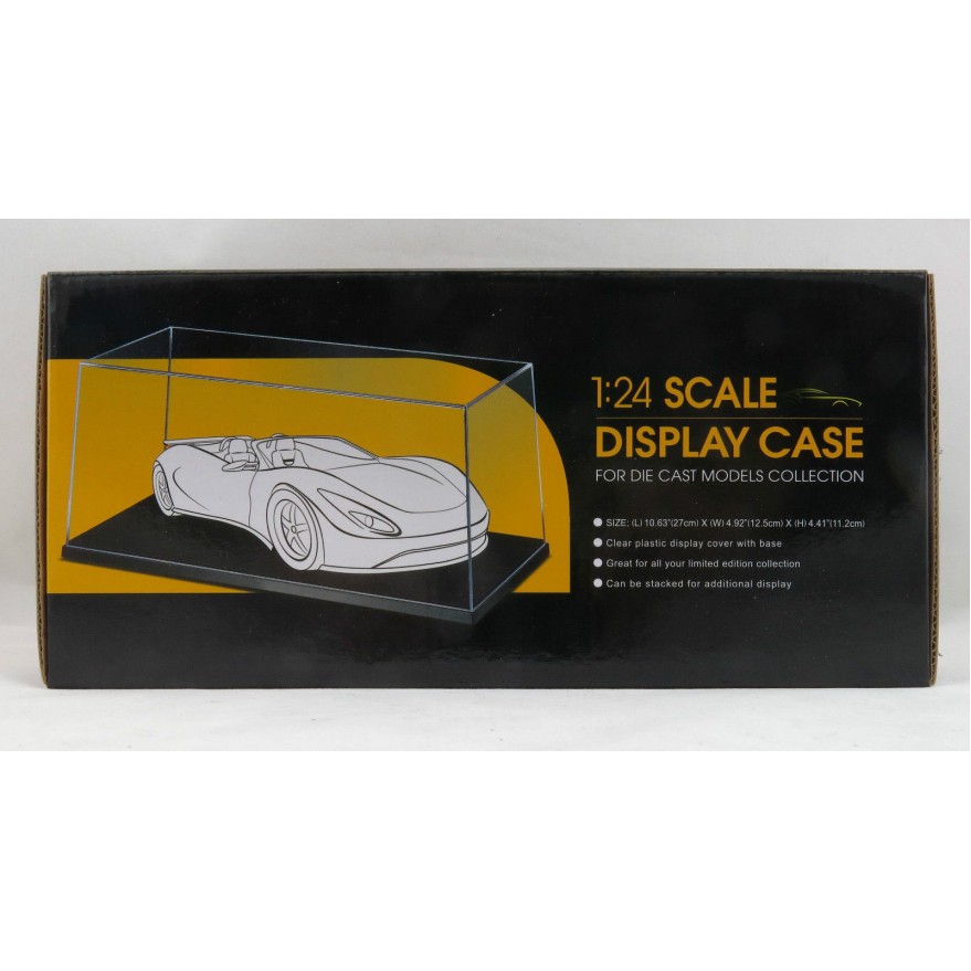 Display Case Box Show Case with Black Base for Diecast Models 1:24