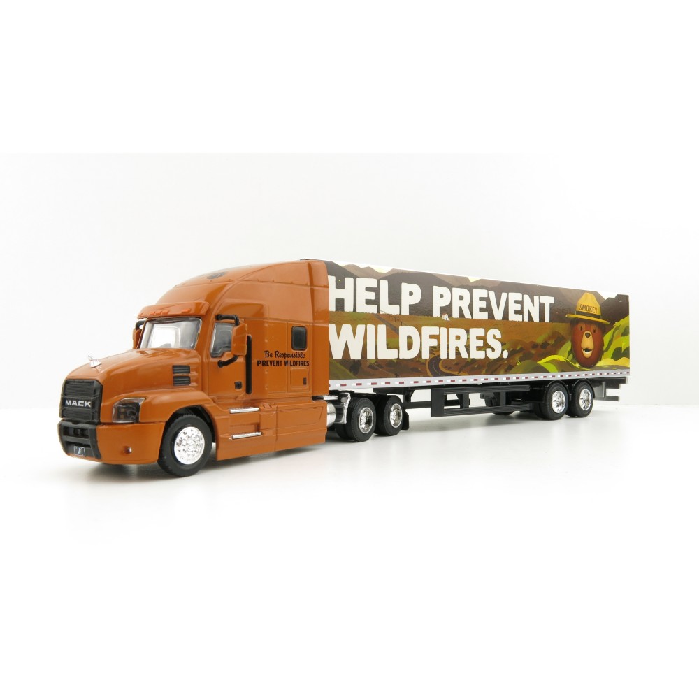 Greenlight 30323 - Mack Anthem 18 Wheeler with Trailer - Smokey Bear - 1:64 Scale