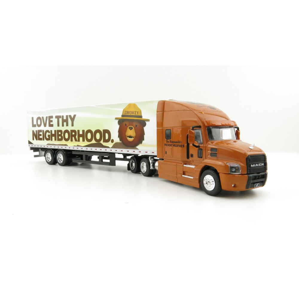 Greenlight 30323 - Mack Anthem 18 Wheeler with Trailer - Smokey Bear - 1:64 Scale