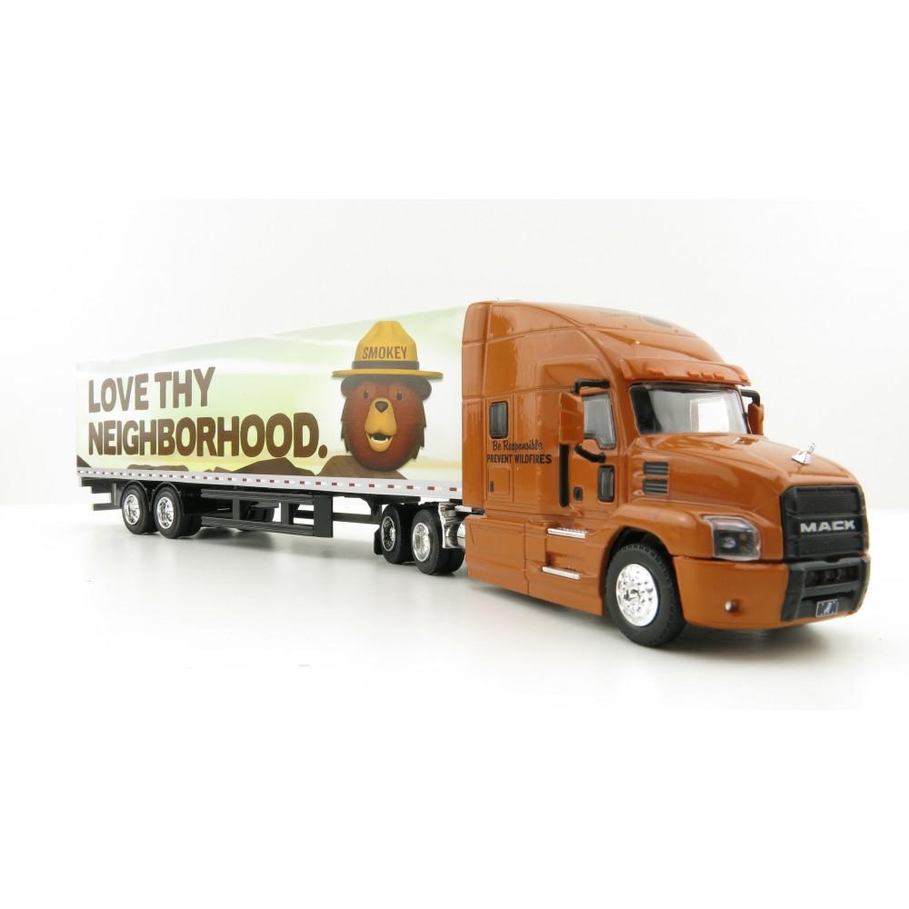 Greenlight 30323 - Mack Anthem 18 Wheeler with Trailer - Smokey Bear - 1:64 Scale