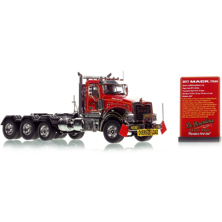 Heavy Haul Replicas HHR135A-1 - Heavy Haul 2017 Mack Titan 17 Tri-Axle Prime Mover DeBerardinis - Scale 1:50
