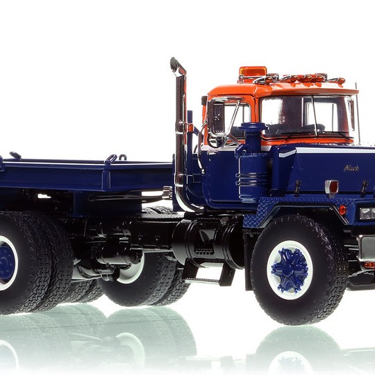Heavy Haul Replicas ZHHR129B-2 - Heavy Haul Mack RD800 Tractor with Ballast Tray - Orange Blue over Black 1:50