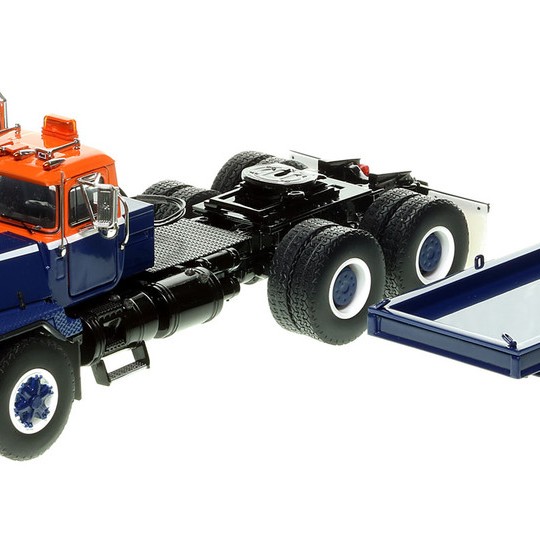 Heavy Haul Replicas ZHHR129B-2 - Heavy Haul Mack RD800 Tractor with Ballast Tray - Orange Blue over Black 1:50