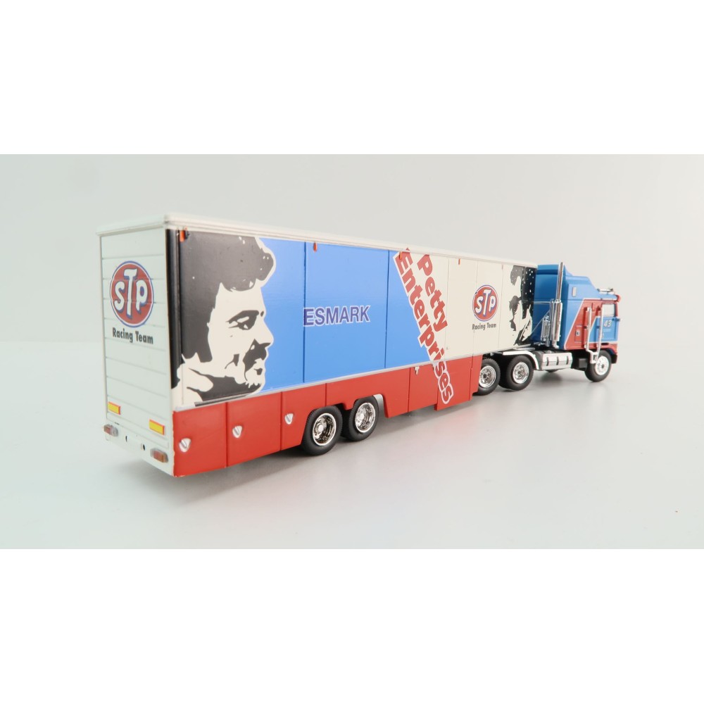 Brekina - 1980 Kenworth K100 Aerodyne with Racing Trailer - STP Racing Team Petty Enterprises - Scale 1:87