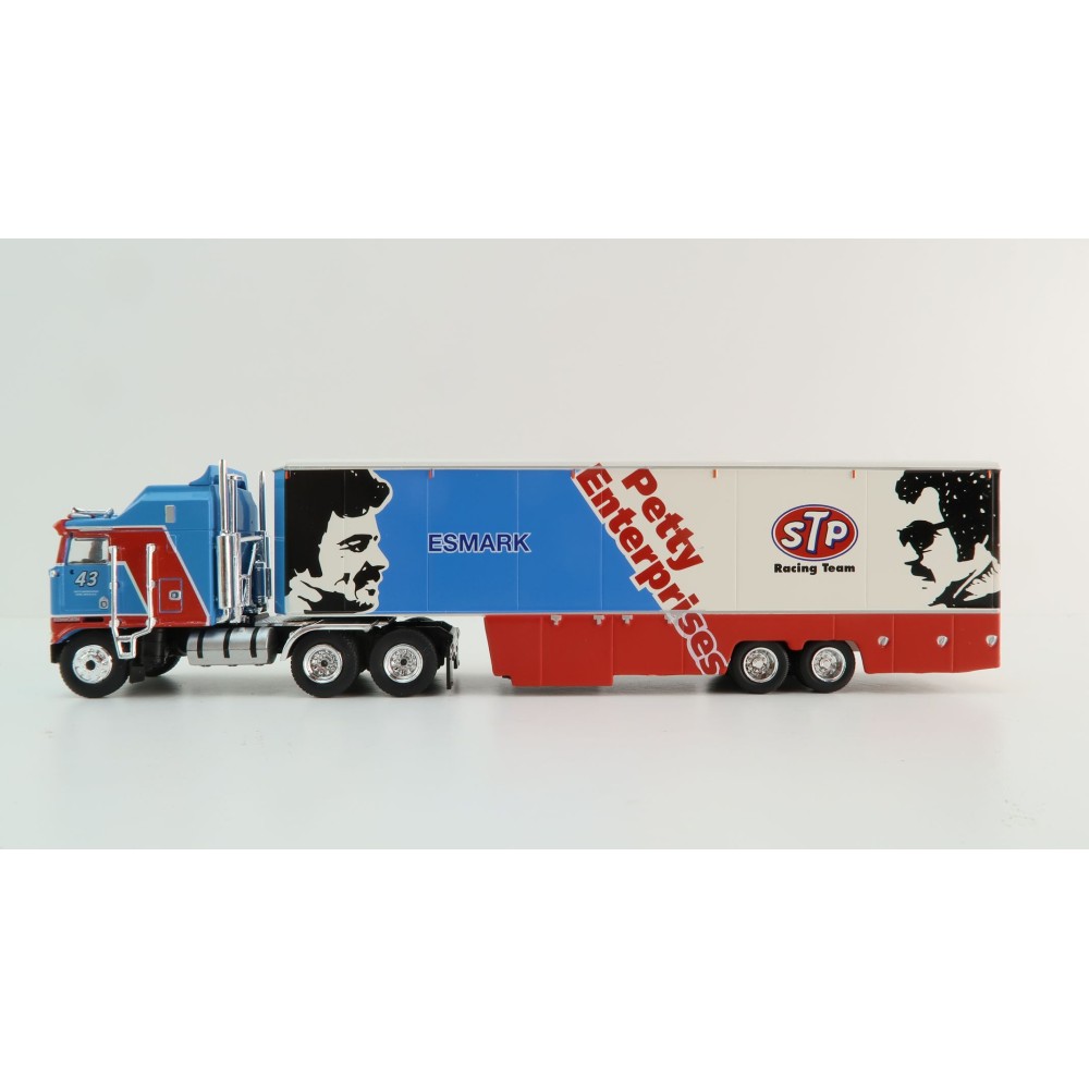 Brekina - 1980 Kenworth K100 Aerodyne with Racing Trailer - STP Racing Team Petty Enterprises - Scale 1:87