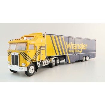 Brekina - 1980 Kenworth K100 Aerodyne with Racing Trailer - Wrangler Racing Team - Scale 1:87
