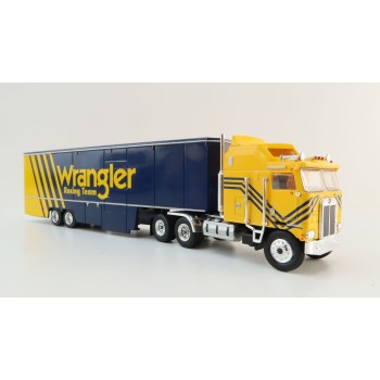 Brekina - 1980 Kenworth K100 Aerodyne with Racing Trailer - Wrangler Racing Team - Scale 1:87